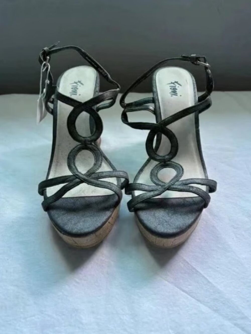New Fioni Women’s Slate Gray Cork Wedge Heel Sandal